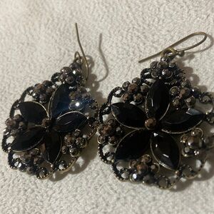 Black with Rhinestone Earrings​